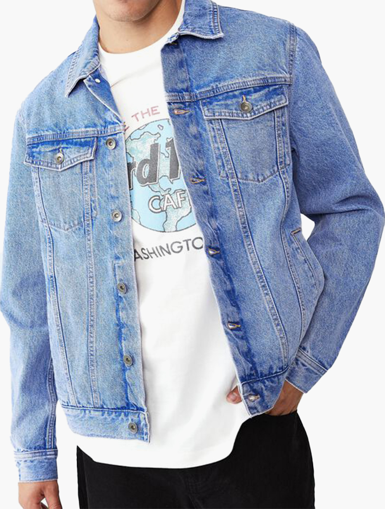 MyRunway | Shop Cotton On Tour Blue Hard Rock Cafe Denim Jacket
